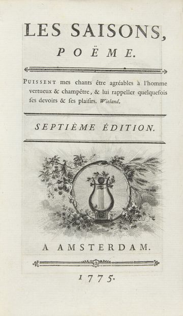 null SAINT-LAMBERT - The Seasons, Pöeme. 7th ed. Amsterdam, 1775. In-8, front cover,...