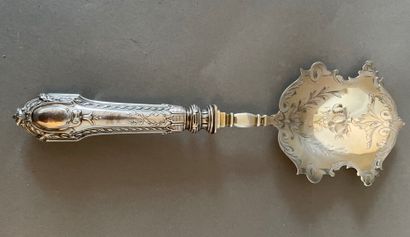 null Serving spoon with fruit decoration, the handle in silver (Minerve mark)

Gross...