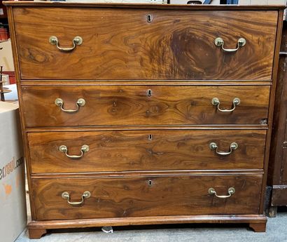 null Mahogany and varnished oak chest of drawers with four drawers, the top one being...