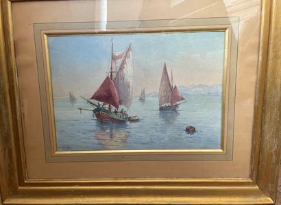 null French school XXth century

Marine 

Watercolor signed lower left PG MARONNIER

30...