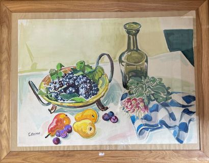  Henri GUILLOT (1895-1982) 
Still life with fruits 
Watercolour on paper, stamped...