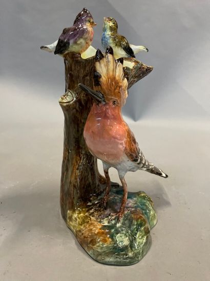  Jérôme MASSIER (1850 - 1926) 
Vase representing a hoopoe in front of a trunk decorated...