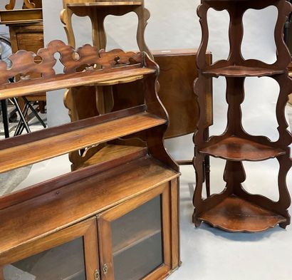 null Lot of small furniture in mahogany and stained wood including: two corner shelves,...