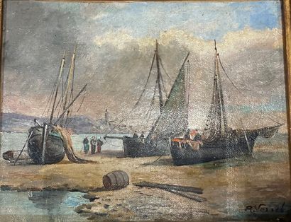  Ecole Française du XIXème siècle 
-Le départ pour la pêche 
Le retour de pêche 
huile...