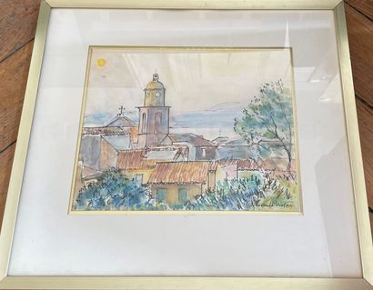  Vincent BRETON (1919) 
Vue de Saint Tropez 
Aquarelle sur papier, signée en bas...