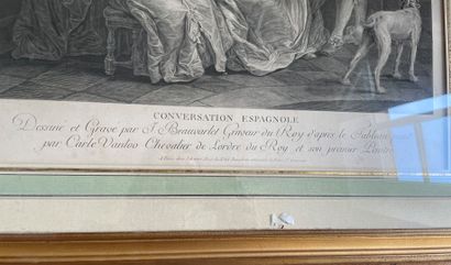  After Carl VAN LOO engraved by Jacques Firmin Beauvarlet 
"Spanish conversation"....