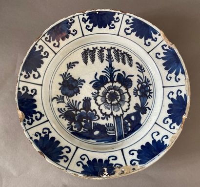 null Delft, 18th century

Three earthenware dishes, one with polychrome decoration...