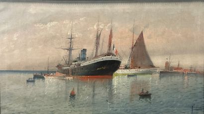 null French school end of the 19th - beginning of the 20th century

Ships at anchor

Oil...