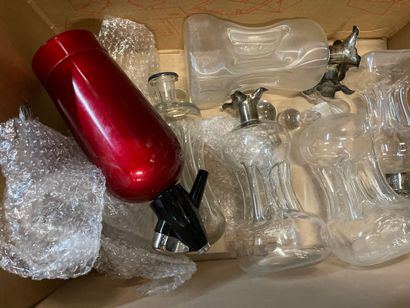 Cases of dishes, glassware, carafes