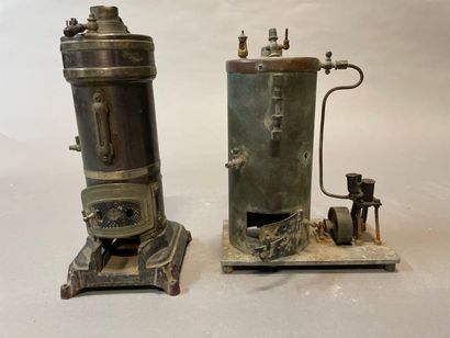 null Model stove and model boiler in sheet metal and brass. 

Early 20th century....