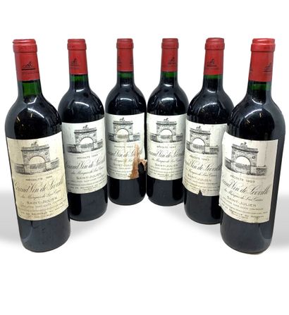  6 bouteilles de GRAND VIN DE LEOVILLE du MARQUIS DE LA CASES : 
- 1 de 1988, base...