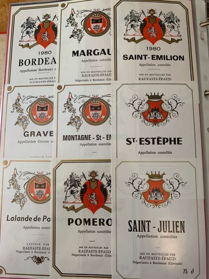 null 3 albums d'environ 800/1000 étiquettes de vin de Bordeaux, Médoc et Négoce,...