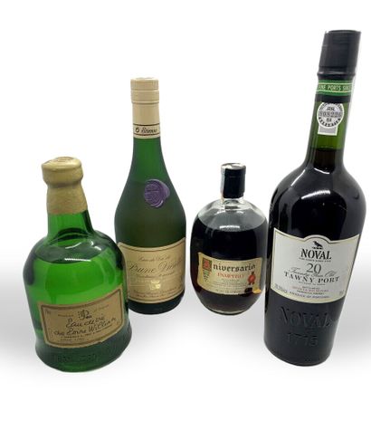 null 4 bottles : 

- 1 EAU-DE-VIE de POIRE WILLIAM, 70 cl J.DANFLOU (Vosges), half...