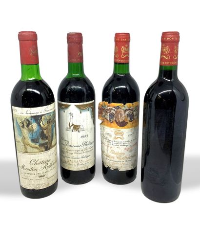 null 9 bouteilles : 

- 8 de Château MOUTON-ROTHSCHILD Pauillac dont 5 de 1992 (artiste...