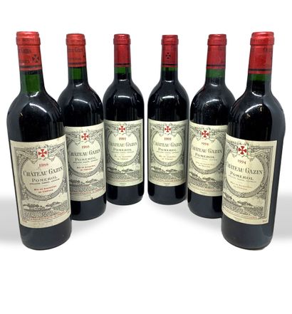 null 12 bottles: 

- 6 Château GAZIN Pomerol, 2 from 1988, 1 high shoulder, slightly...