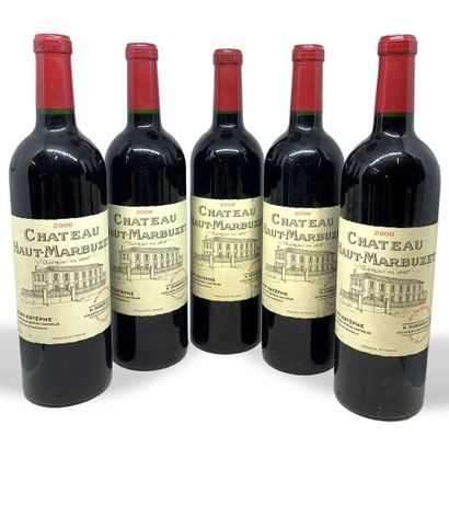  11 bottles : 
- 5 Château HAUT-MARBUZET Saint-Estèphe 2006, labels with very slight...