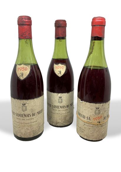  8 bouteilles de VOLNAY-SANTENOTS-DU-MILIEU Tête de Cuvée 1959 du Domaine des Comte...