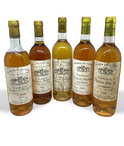 null 9 bottles: 

- 5 Château RABAUD PROMIS Premier Cru Classé Sauternes, 1 of 1978,...