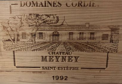 null 10 bouteilles de Château MEYNEY Cru Bourgeois Saint-Estèphe 1992, caisse bois...