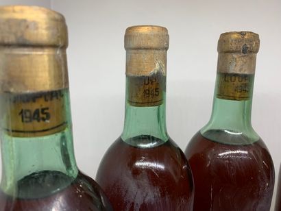 null 5 bottles LOUPIAC 1945 of Château Ricaud, 1 base neck, 2 very slightly low,...