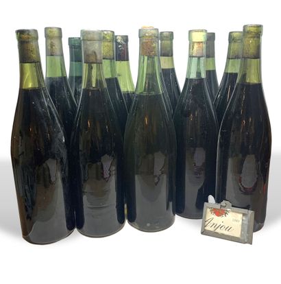  13 bouteilles non identifiées dont 12 sont supposées des Anjou rouge 2000, 2 mi-épaule,...