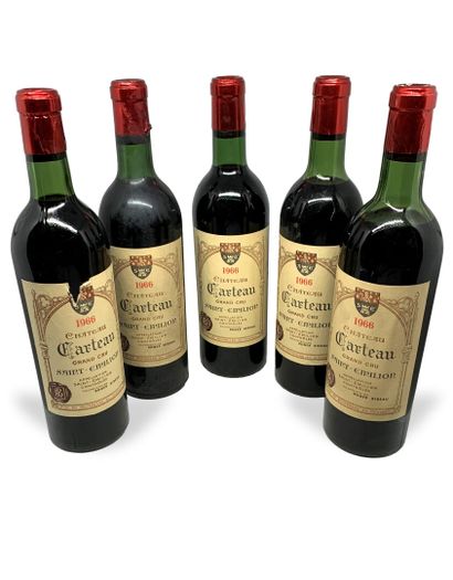 null 11 bouteilles de SAINT-EMILION Grand Cru 1966 du Château CARTEAU, 3 base goulot,...