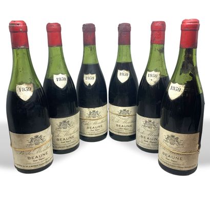 null 9 bouteilles : 
- 6 BEAUNE Cent vignes 1959 de B. de Monthelie, 2 haute épaule,...