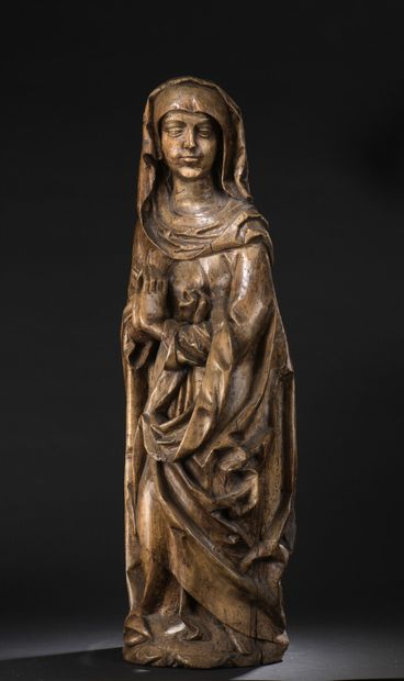 Vierge de Calvaire en tilleul sculpté, dos...