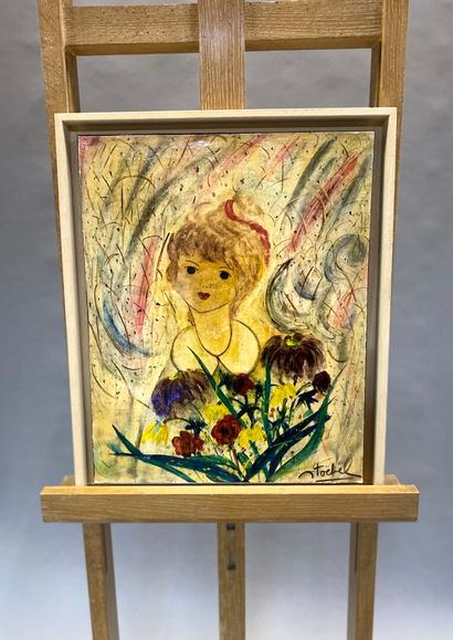 null Edgar STOEBEL (1909-2001) 

Jeune fille aux fleurs

Toile marouflée signée en...