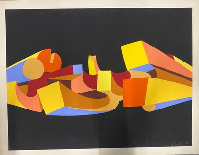  Claude VOLKENSTEIN (1940) 
19 abstract compositions 
Gouaches of different colors,...
