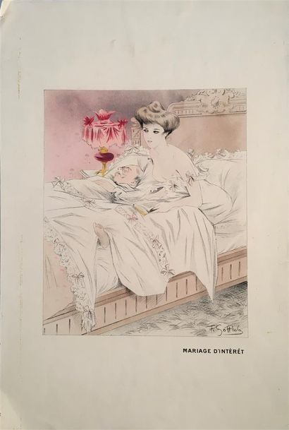 null Fernand Louis GOTTLOB (1873-1935)

Mariage d'intérêt

Lithographie en couleurs,...