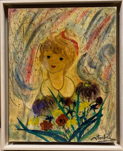 null Edgar STOEBEL (1909-2001) 

Jeune fille aux fleurs

Toile marouflée signée en...