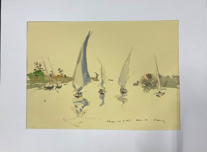 null Henri DAVY (1913-1988)

Lot of 4 watercolors on the theme of sailing ships:...