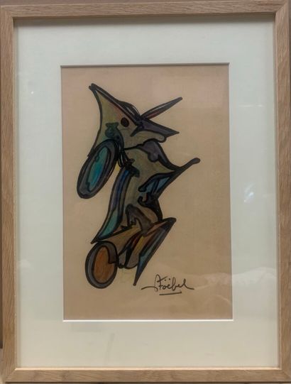 null Edgar STOEBEL (1909-2001) 

Abstract figure

Felt pen and pencil on paper signed...