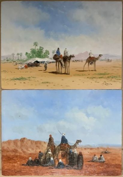 null ROUX Gérard (born in 1946)

Caravan in the desert

Two oils on panel signed.

19...
