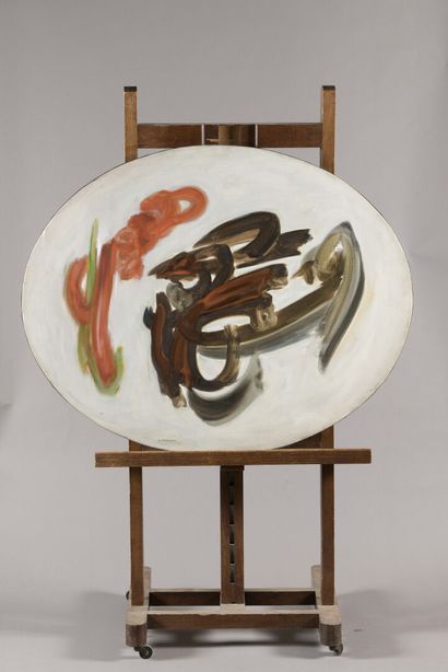  James PICHETTE (1920-1996) 
Dialogue 
Oil on oval canvas signed lower left. 
Countersigned,...