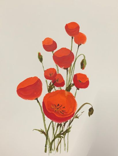  Henri DAVY (1913-1988) 
Ensemble de 4 aquarelles sur le thème de fleurs. 
 
Le bouquet...