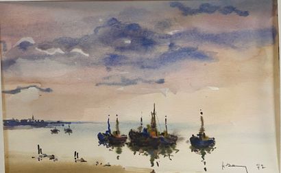 Henri DAVY (1913-1988) 

Lot de 4 aquarelles...