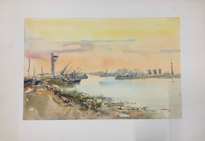null Henri DAVY (1913-1988)

Lot of 4 watercolors on the theme of ports.



Le Havre

Watercolor...