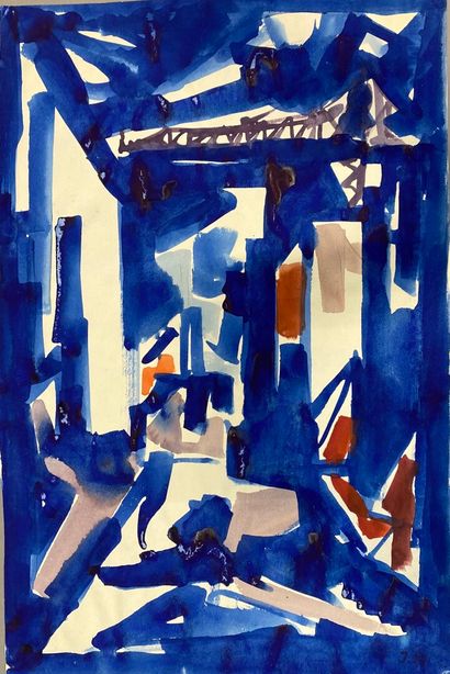  Jacques NESTLÉ (1907-1991) 
Composition 
Gouache on paper signed with the initials...