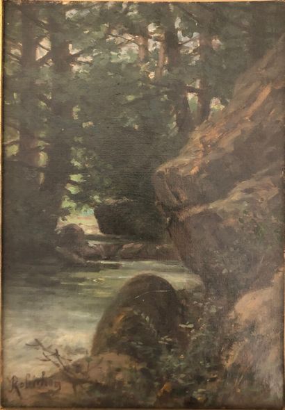 null Jules Paul Victor ROBICHON (1839-1910)

Rivière en forêt,

Huile sur toile,...