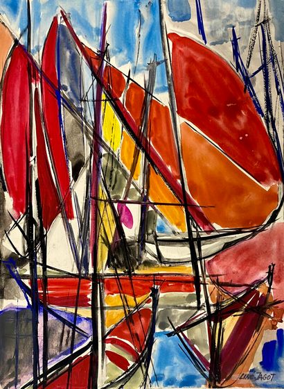 null Geneviève LINÉ JAGOT (1920-2001)

Lot of 10 compositions with boats

Gouache...