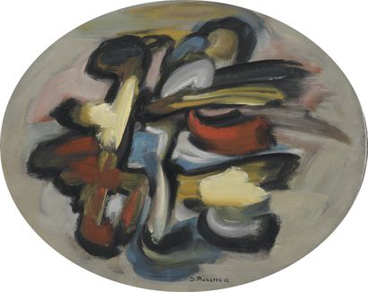  James PICHETTE (1920-1996) 
Oval composition 
Oil on canvas signed lower right and...