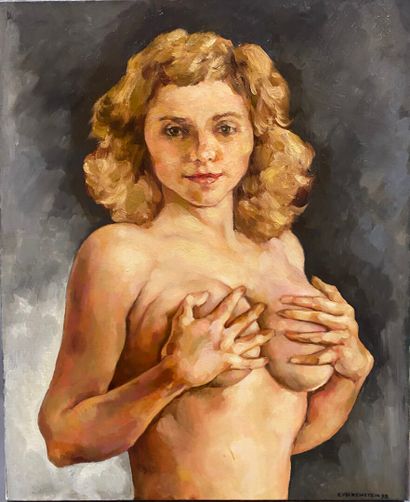  ° Claude VOLKENSTEIN (1940) 
Nu féminin 
Huile sur toile, signée et datée 98 en...