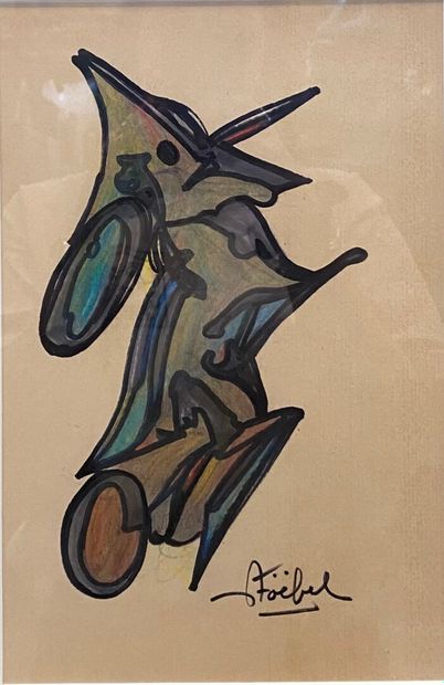 Edgar STOEBEL (1909-2001) 
Figure abstraite...