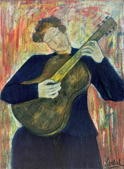 null Edgar STOEBEL (1909-2001) 

Femme à la guitare

Huile sur toile signée en bas...