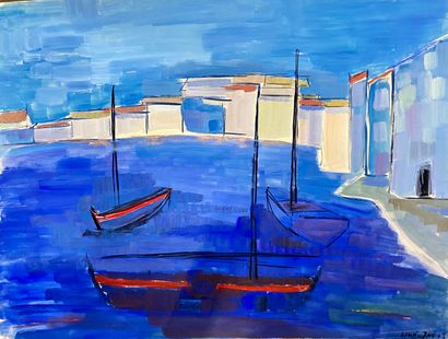 null Geneviève LINÉ JAGOT (1920-2001)

Lot de 10 compositions avec des bateaux

Gouache...