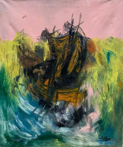 STOEBEL Edgar (1909-2001) 
Boat in the storm...