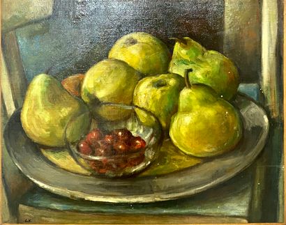  Claude VOLKENSTEIN (1940) 
Two still lifes : 
 
- Still life with apples 
Oil on...
