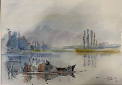  Henri DAVY (1913-1988) 
Lot de 4 aquarelles de paysages aquatiques 
 
L'embouchure...